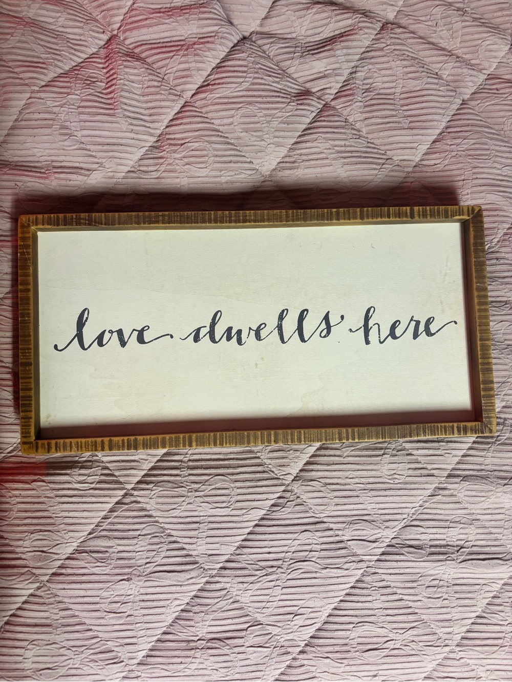 Love Dwells Here Framed Wall Sign - White & Brown